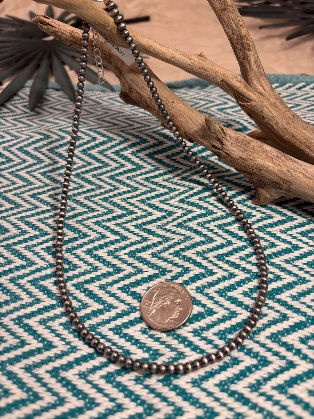 Southwestern Sterling Silver 4mm Desert Pearls 18”-20” Necklace New